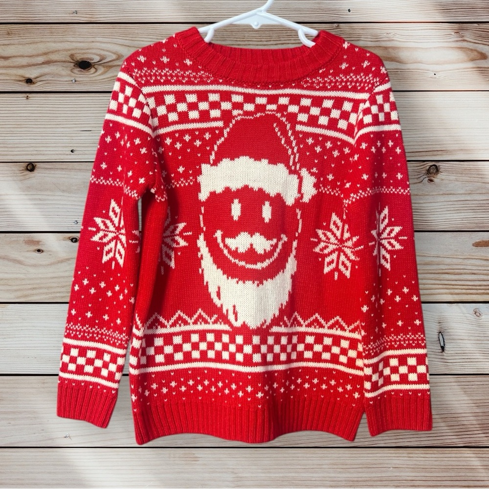 Kids Holiday Time Santa Red and White Ugly Knit Sweater XS 4-5 Extra Small